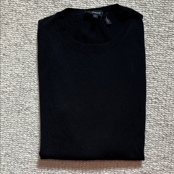 Theory Classic Black Crew Neck Sweater in Regal Wool - Picture 9 of 9